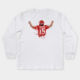 Patrick Mahomes Splatter Brush Art Kids Long Sleeve T-Shirt